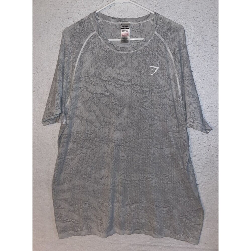 Gymshark Mens XXXL Lightweight Geo Seamless T-Shirt Light Grey Short Sleeve